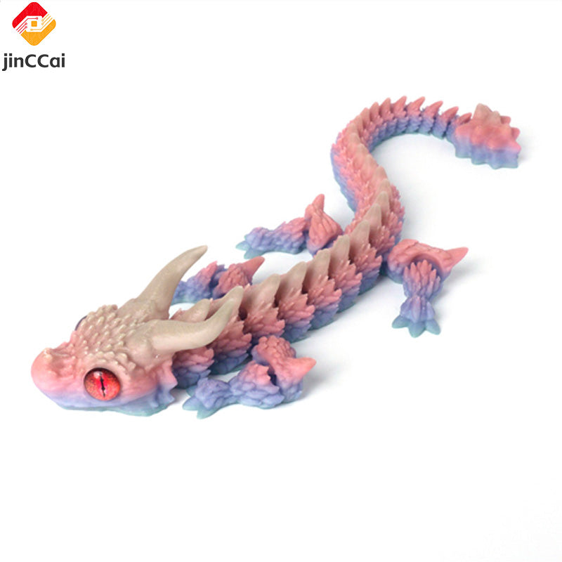 Glow-in-the-Dark Rainbow Dragon Treasure | Articulated 3D Printed Dragon Toy