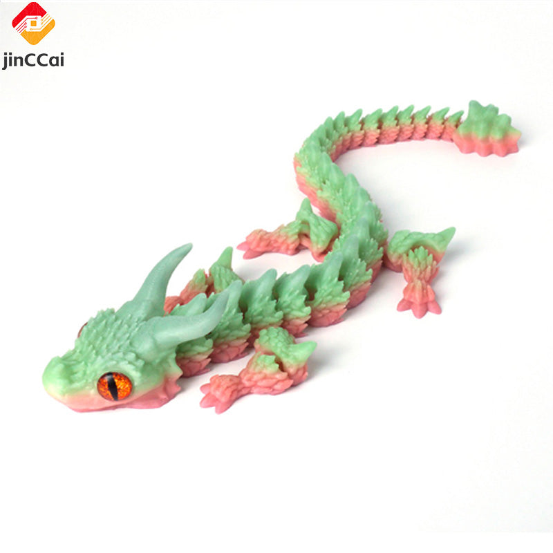 Glow-in-the-Dark Rainbow Dragon Treasure | Articulated 3D Printed Dragon Toy