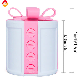 Customizable White Gift Box with Pink Ribbon & Rotating Locking Lid – DIY Assembly for Unique Storage